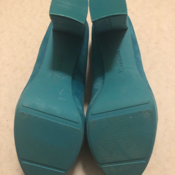 Sperry Jeffrey Turquoise Suede Pump Size 8.5 - Picture 5 of 7